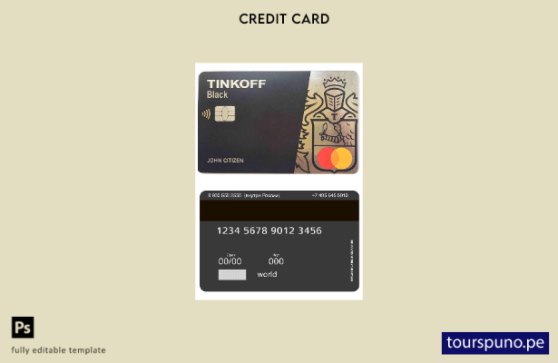 listo para imprimir plantilla de mastercard del banco Rusia Tinkoff